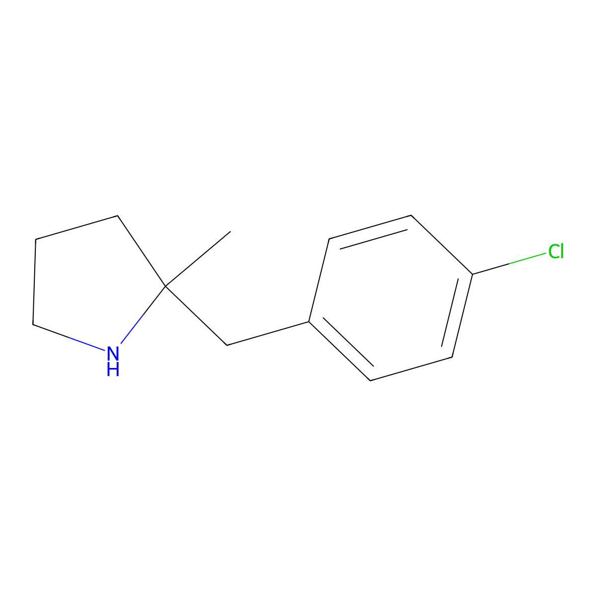 2-[(4-Chlorophenyl)methyl]-2-methylpyrrolidine molecular structure, CAS 1517509-97-5
