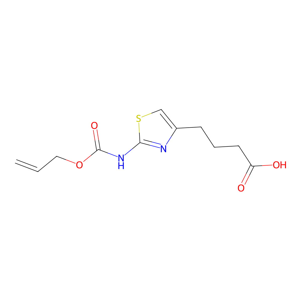 4-(2-{[(Prop-2-en-1-yloxy)carbonyl]amino}-1,3-thiazol-4-yl)butanoic acid molecular structure, CAS 1517522-81-4