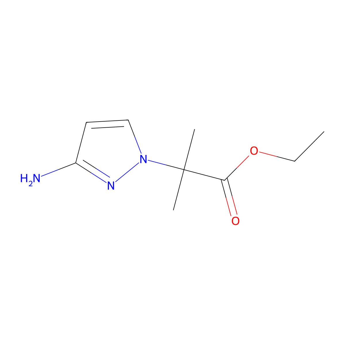 ethyl 2-(3-amino-1H-pyrazol-1-yl)-2-methylpropanoate molecular structure, CAS 1517537-43-7