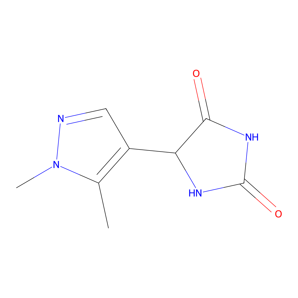 5-(1,5-dimethyl-1H-pyrazol-4-yl)imidazolidine-2,4-dione molecular structure, CAS 1517549-87-9