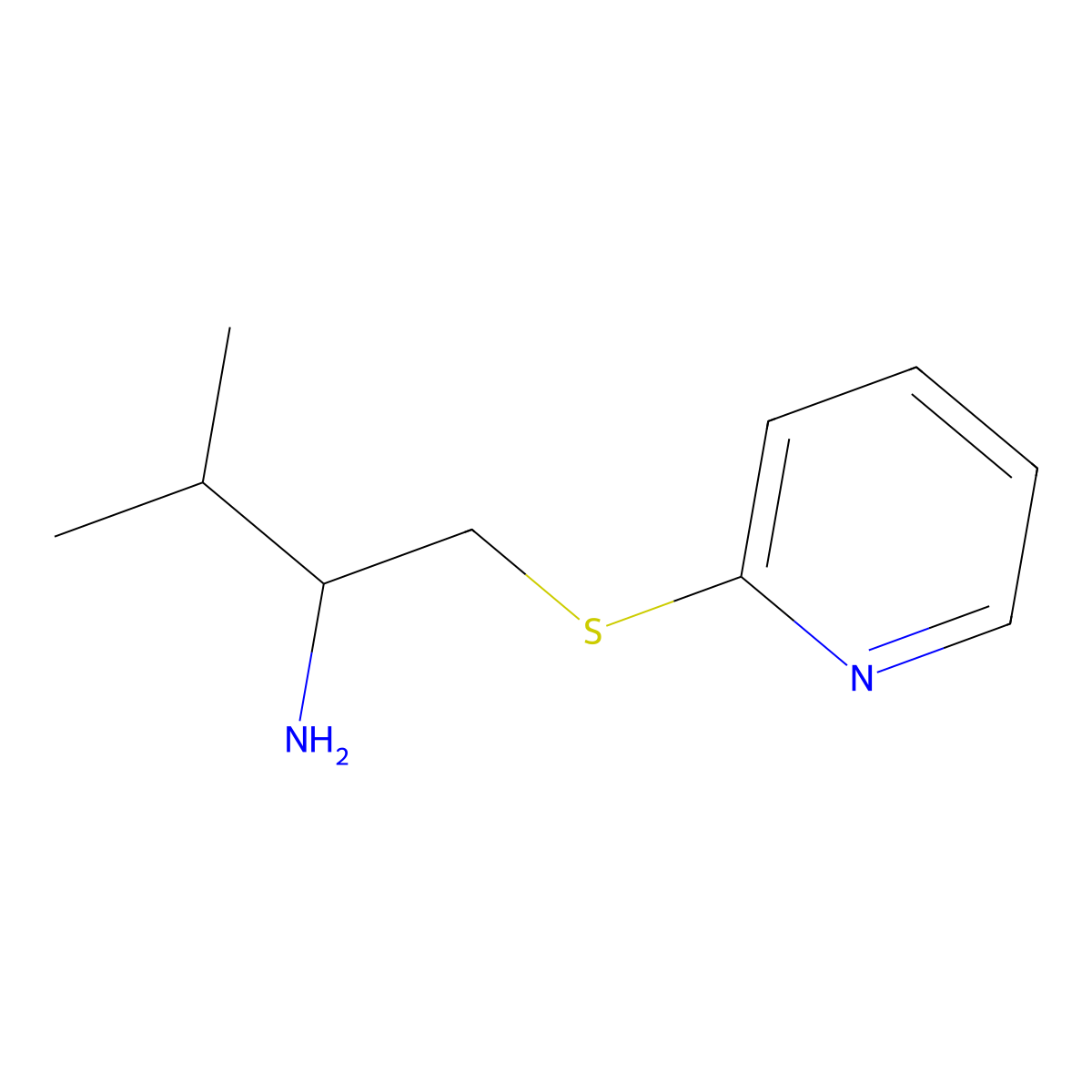 3-Methyl-1-(pyridin-2-ylsulfanyl)butan-2-amine molecular structure, CAS 1517552-07-6