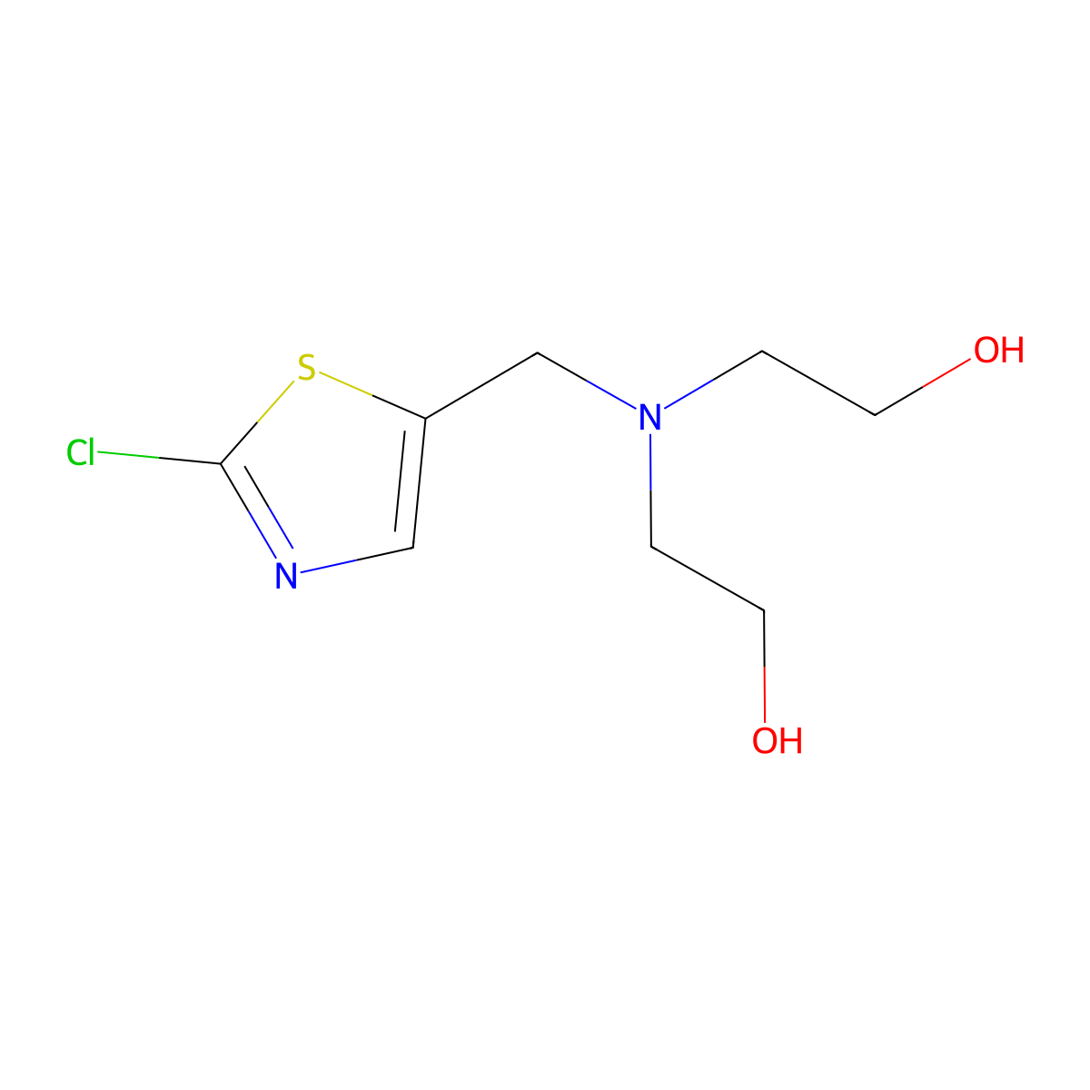 2,2'-(((2-Chlorothiazol-5-yl)methyl)azanediyl)diethanol molecular structure, CAS 1517576-33-8