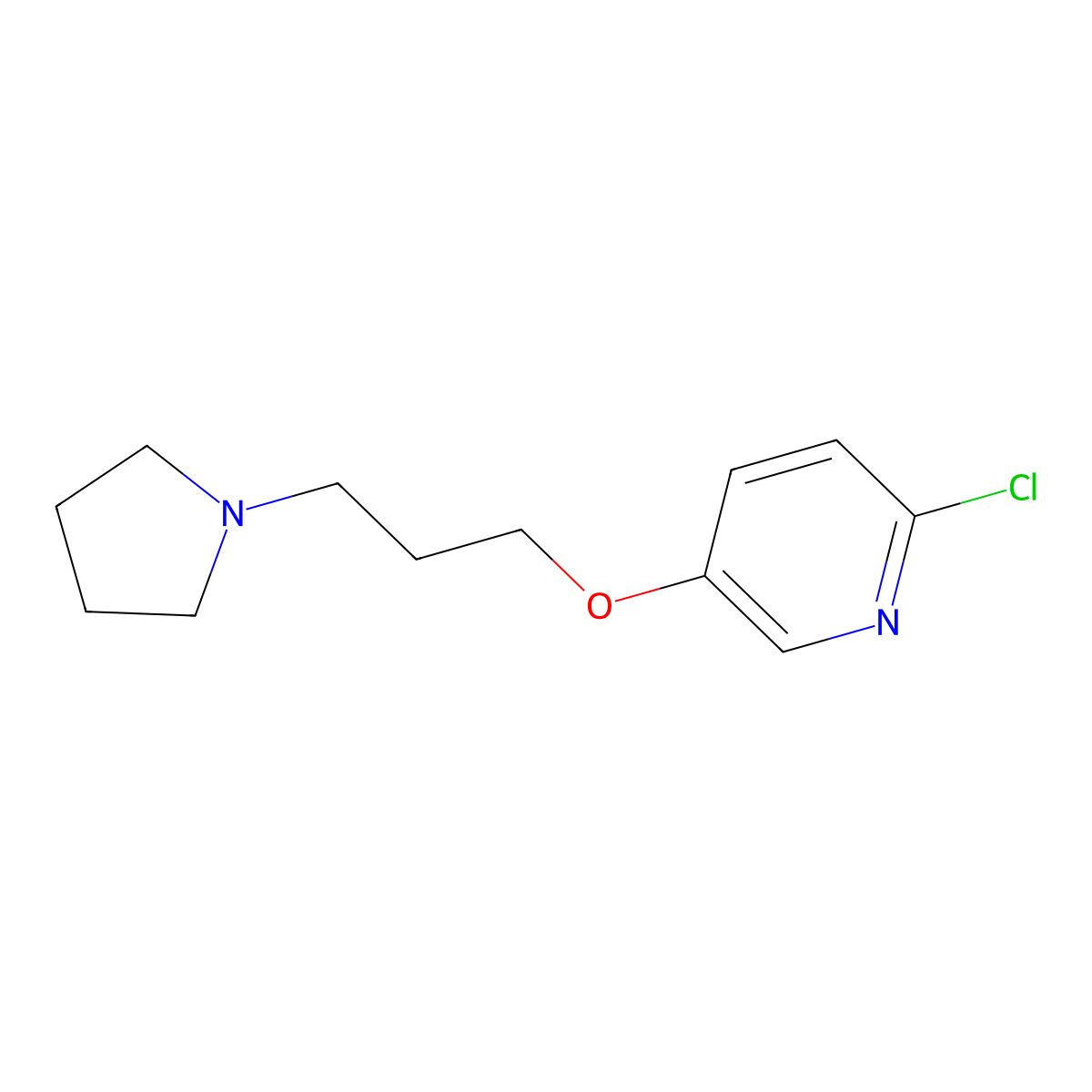 2-Chloro-5-(3-(pyrrolidin-1-yl)propoxy)pyridine molecular structure, CAS 1517584-12-1