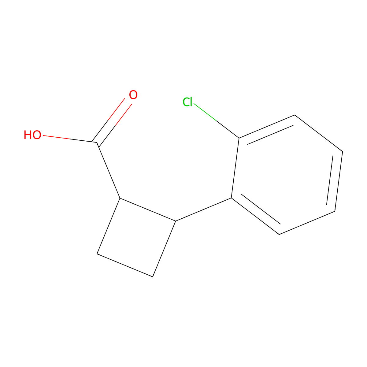 2-(2-Chlorophenyl)cyclobutane-1-carboxylic acid molecular structure, CAS 1517603-33-6
