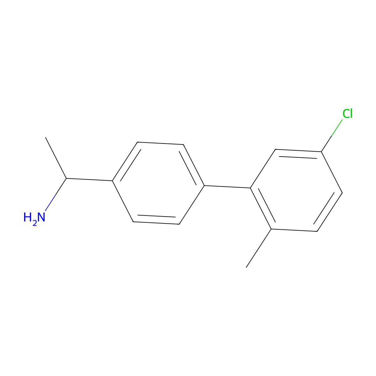1-[4-(5-Chloro-2-methylphenyl)phenyl]ethan-1-amine molecular structure, CAS 1517645-71-4