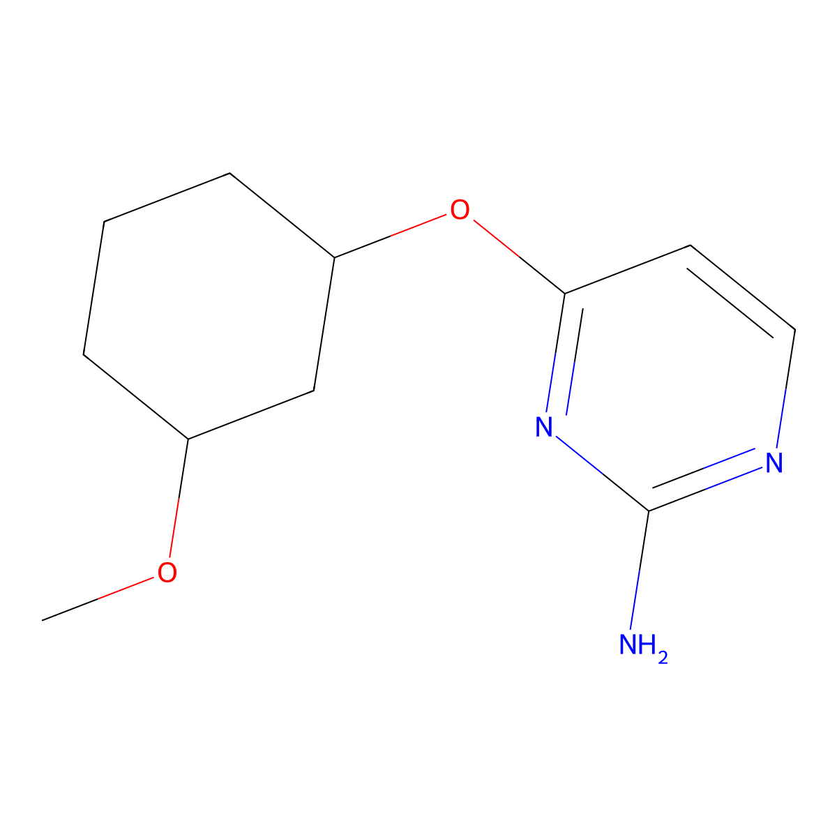 4-[(3-Methoxycyclohexyl)oxy]pyrimidin-2-amine molecular structure, CAS 1517647-28-7