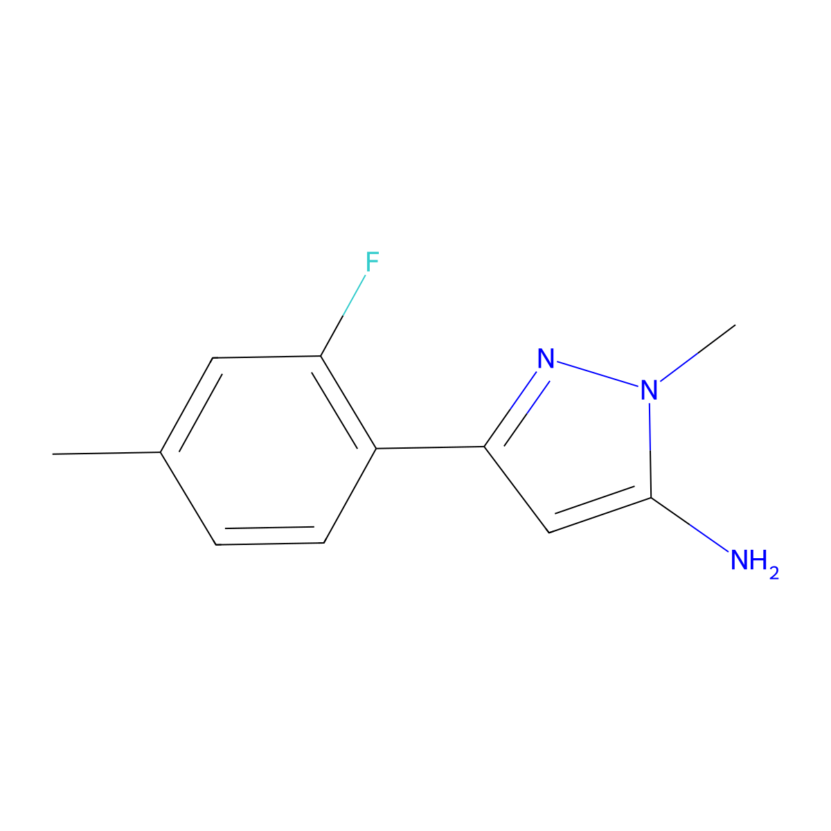 3-(2-fluoro-4-methylphenyl)-1-methyl-1H-pyrazol-5-amine molecular structure, CAS 1517647-57-2