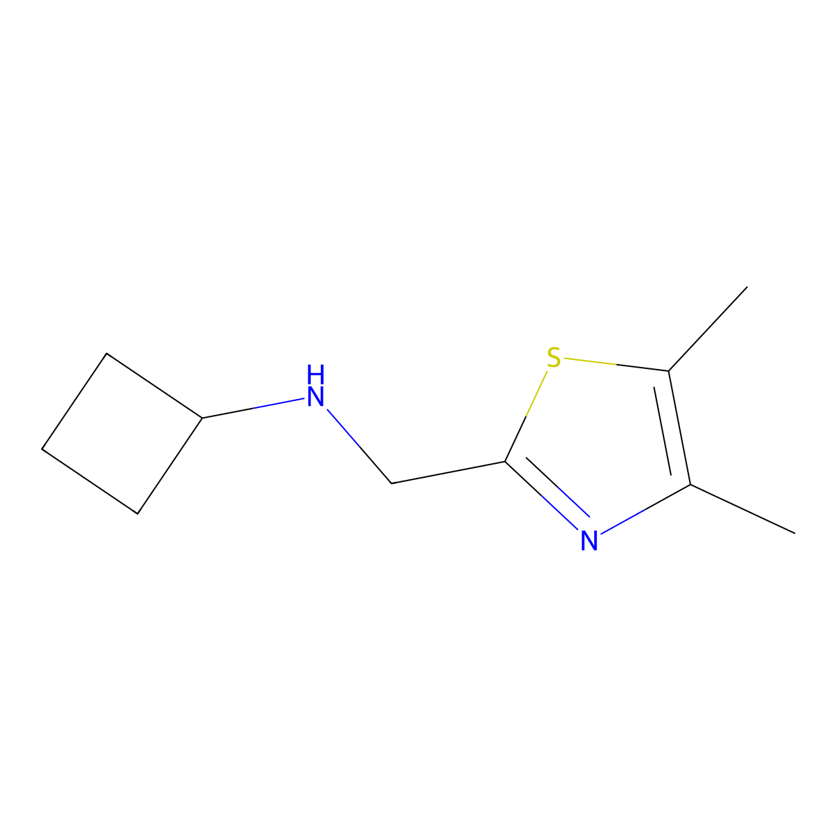 N-[(dimethyl-1,3-thiazol-2-yl)methyl]cyclobutanamine molecular structure, CAS 1517670-10-8