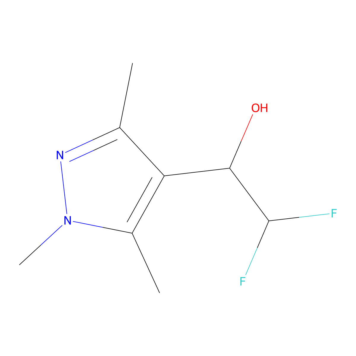 2,2-difluoro-1-(trimethyl-1H-pyrazol-4-yl)ethan-1-ol molecular structure, CAS 1517672-64-8