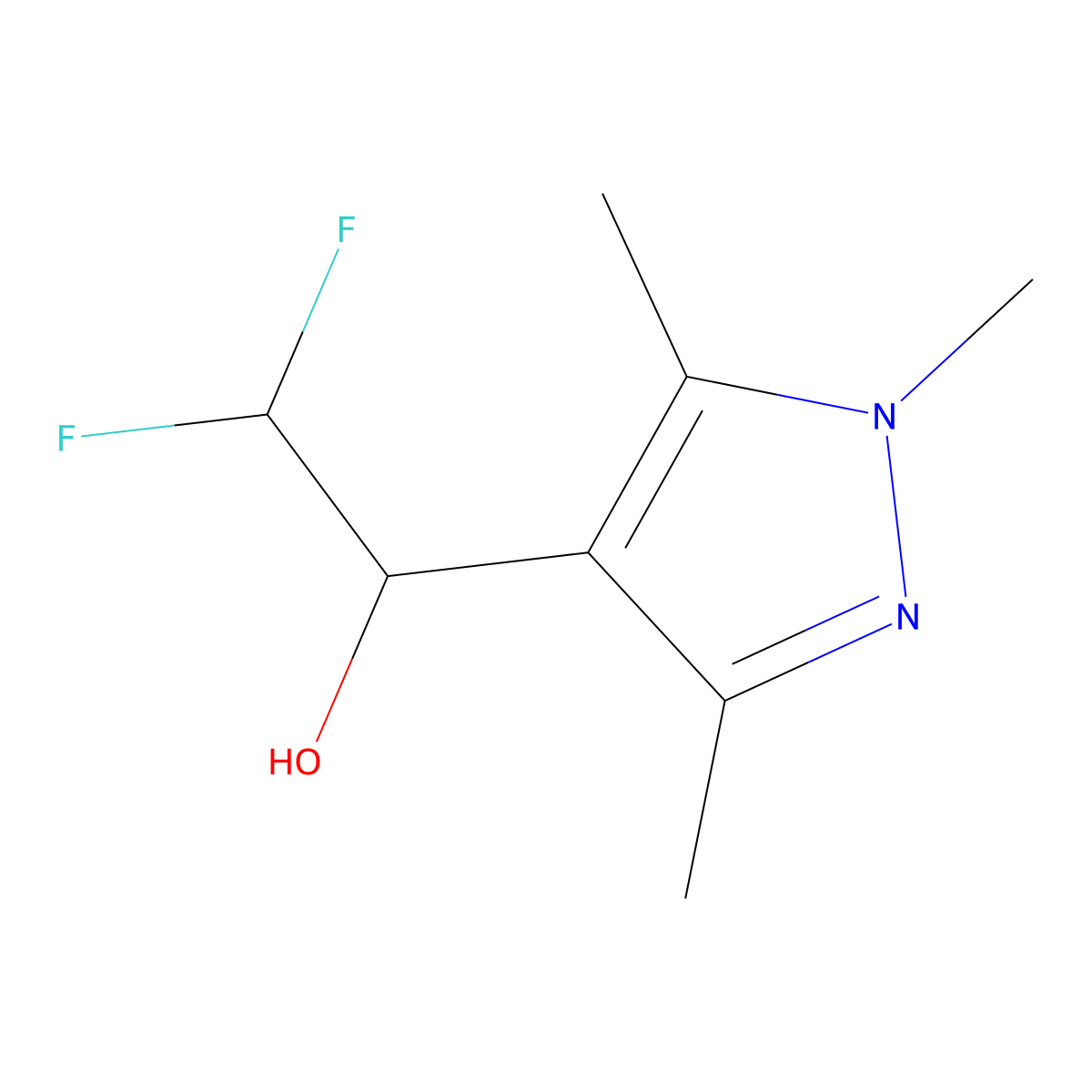 2,2-difluoro-1-(trimethyl-1H-pyrazol-4-yl)ethan-1-ol molecular structure, CAS 1517672-64-8