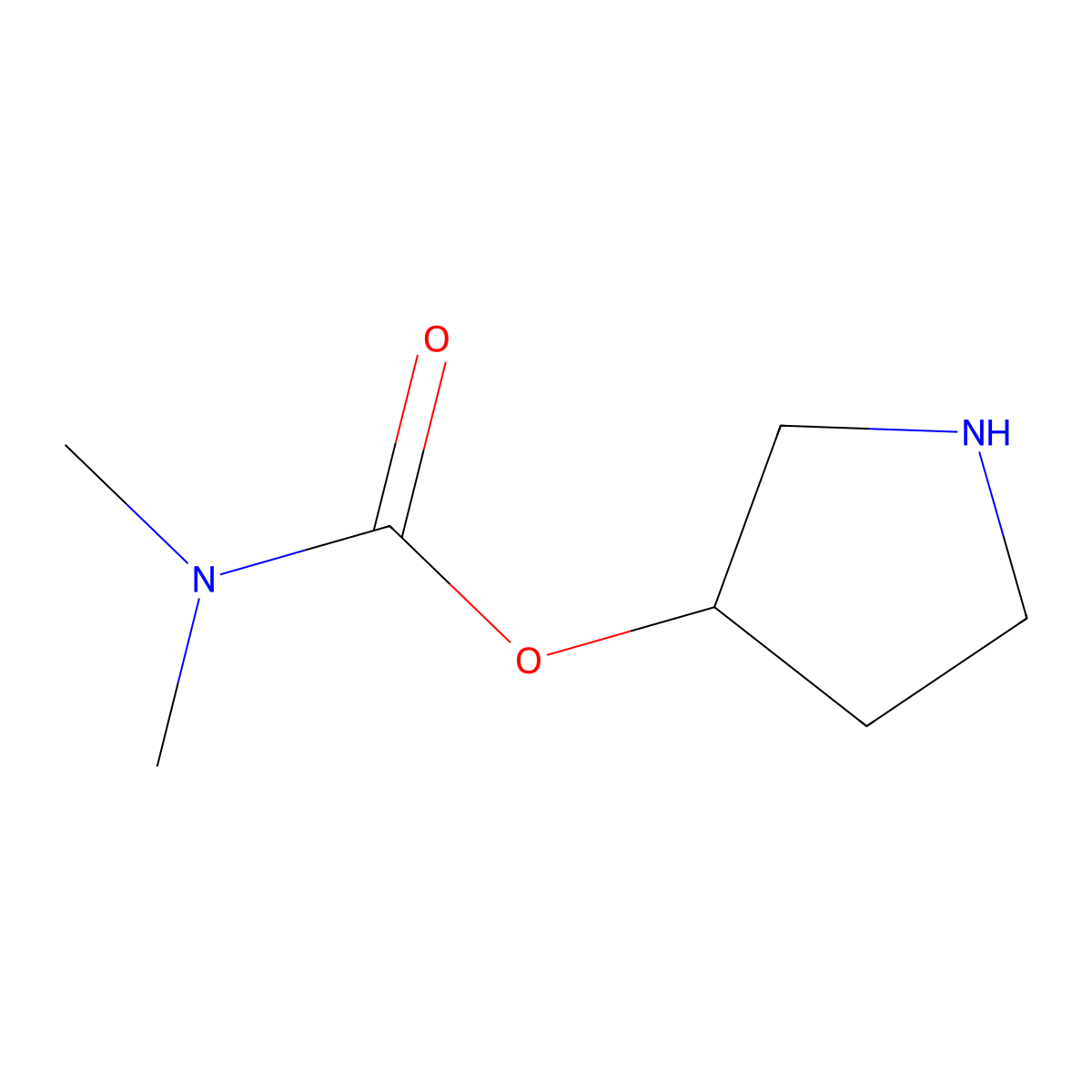 Pyrrolidin-3-yl dimethylcarbamate molecular structure, CAS 1517696-02-4