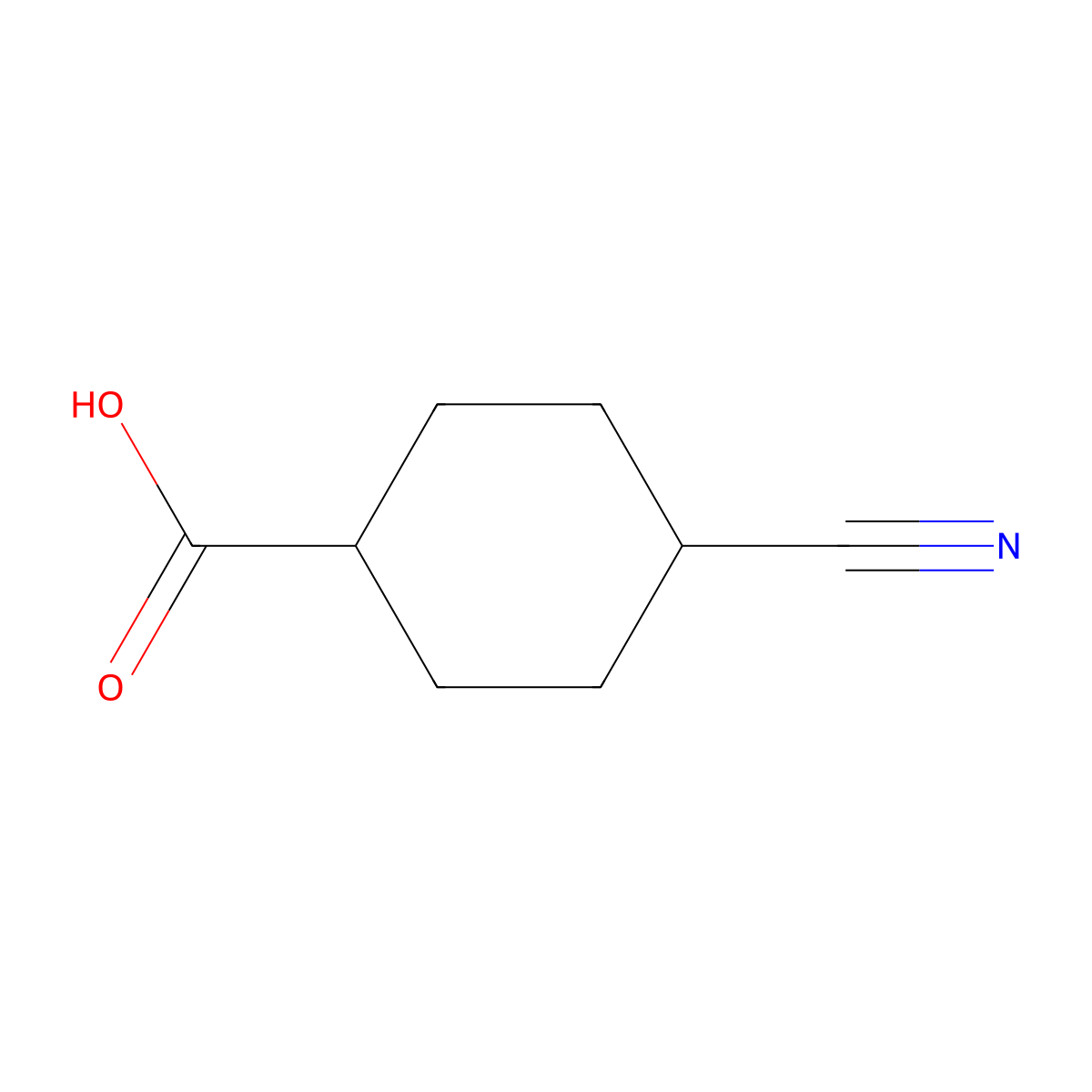 trans-4-Cyanocyclohexanecarboxylic acid molecular structure, CAS 15177-68-1