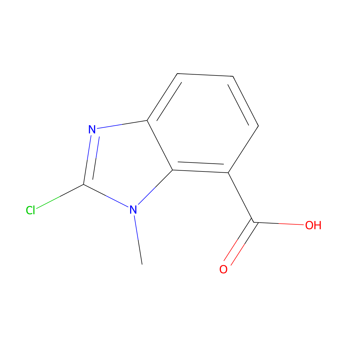 2-chloro-1-methyl-1H-1,3-benzodiazole-7-carboxylic acid molecular structure, CAS 1517702-00-9