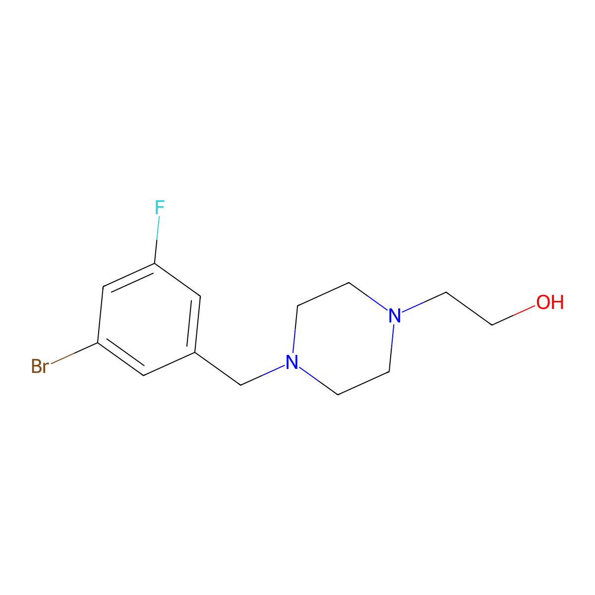 2-(4-(3-Bromo-5-fluorobenzyl)piperazin-1-yl)ethanol molecular structure, CAS 1517702-62-3