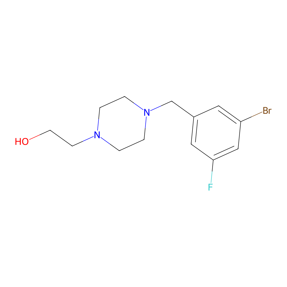 2-(4-(3-Bromo-5-fluorobenzyl)piperazin-1-yl)ethanol molecular structure, CAS 1517702-62-3