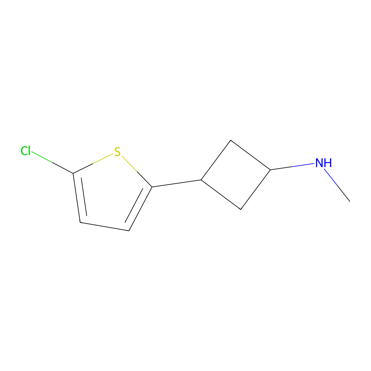 3-(5-chlorothiophen-2-yl)-N-methylcyclobutan-1-amine molecular structure, CAS 1517705-01-9