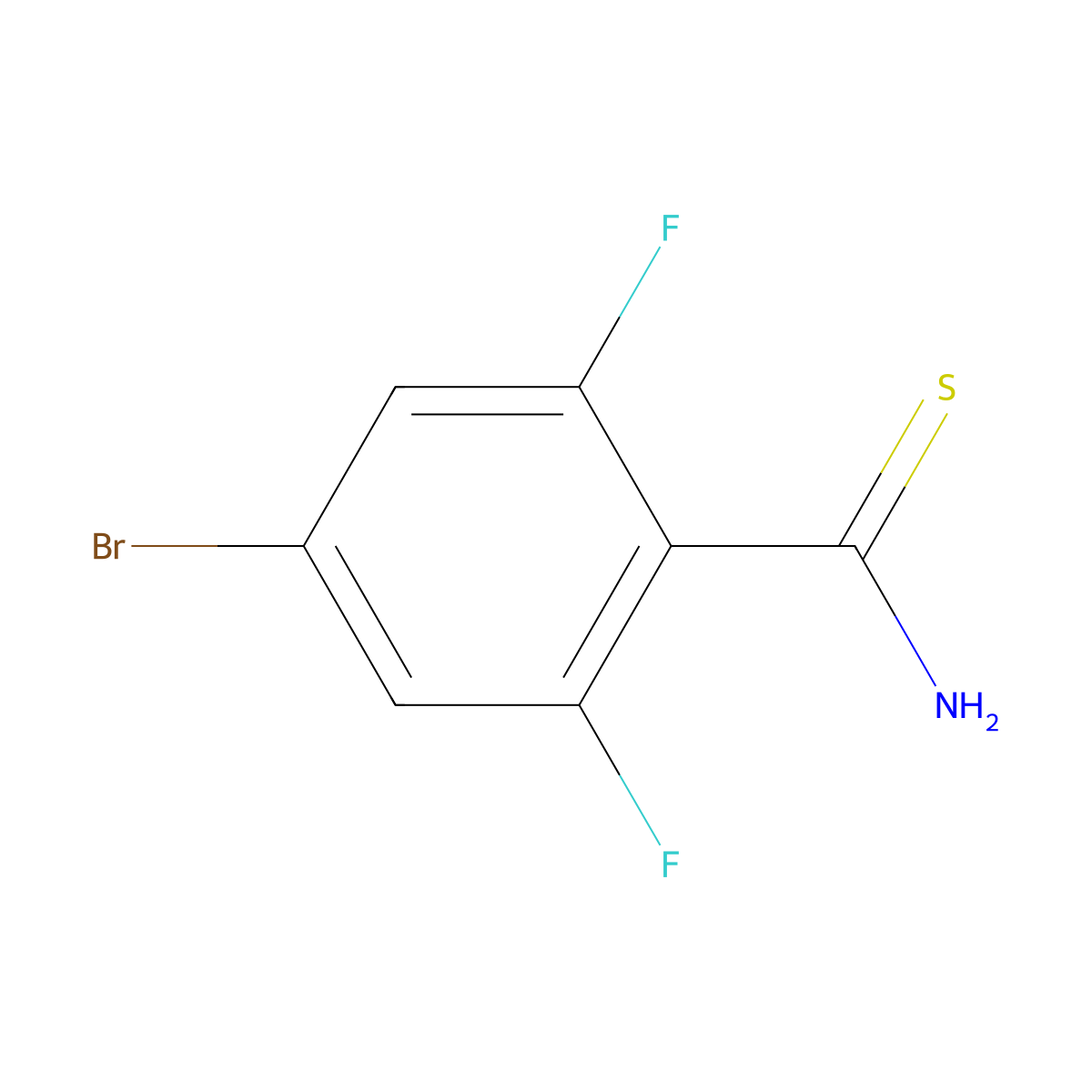 4-Bromo-2,6-difluorobenzene-1-carbothioamide molecular structure, CAS 1517731-99-5