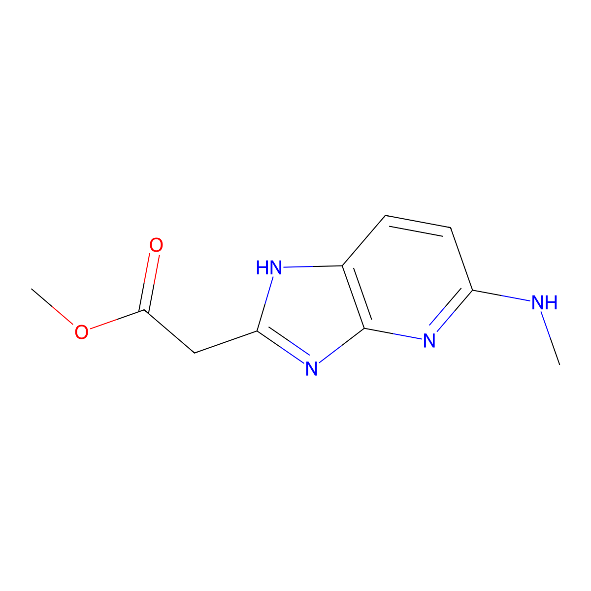 methyl 2-[5-(methylamino)-3H-imidazo[4,5-b]pyridin-2-yl]acetate molecular structure, CAS 1517742-94-7