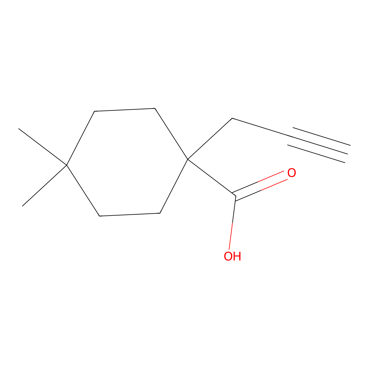 4,4-Dimethyl-1-(prop-2-yn-1-yl)cyclohexane-1-carboxylic acid molecular structure, CAS 1517743-99-5