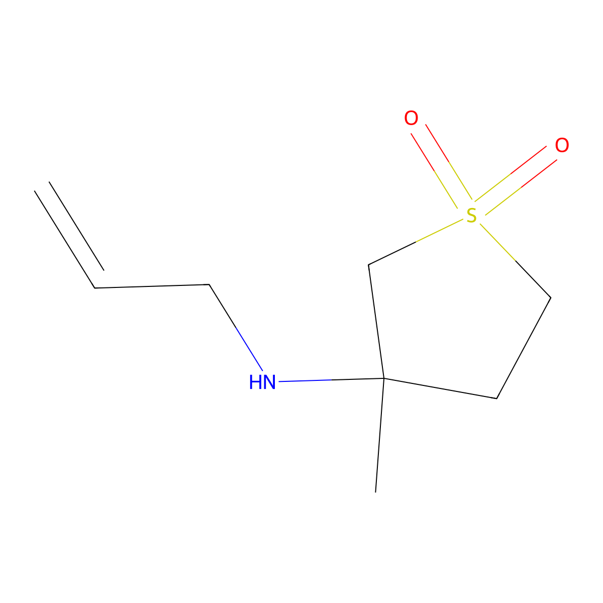 3-methyl-1,1-dioxo-N-prop-2-enylthiolan-3-amine molecular structure, CAS 151775-05-2