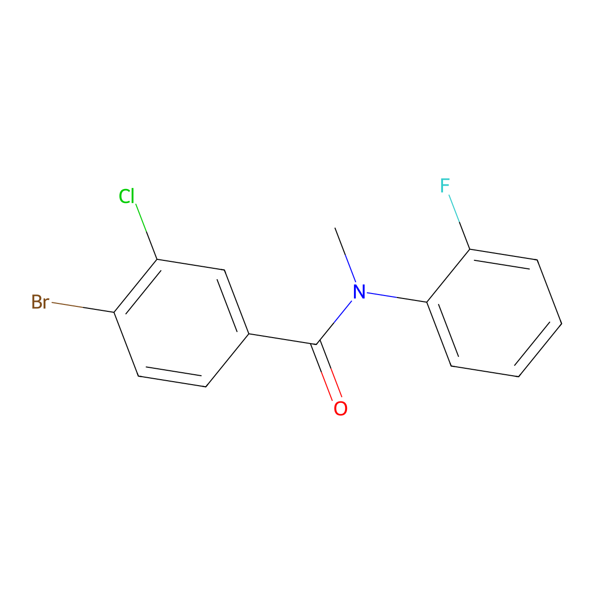 4-Bromo-3-chloro-N-(2-fluorophenyl)-N-methylbenzamide molecular structure, CAS 1517759-07-7