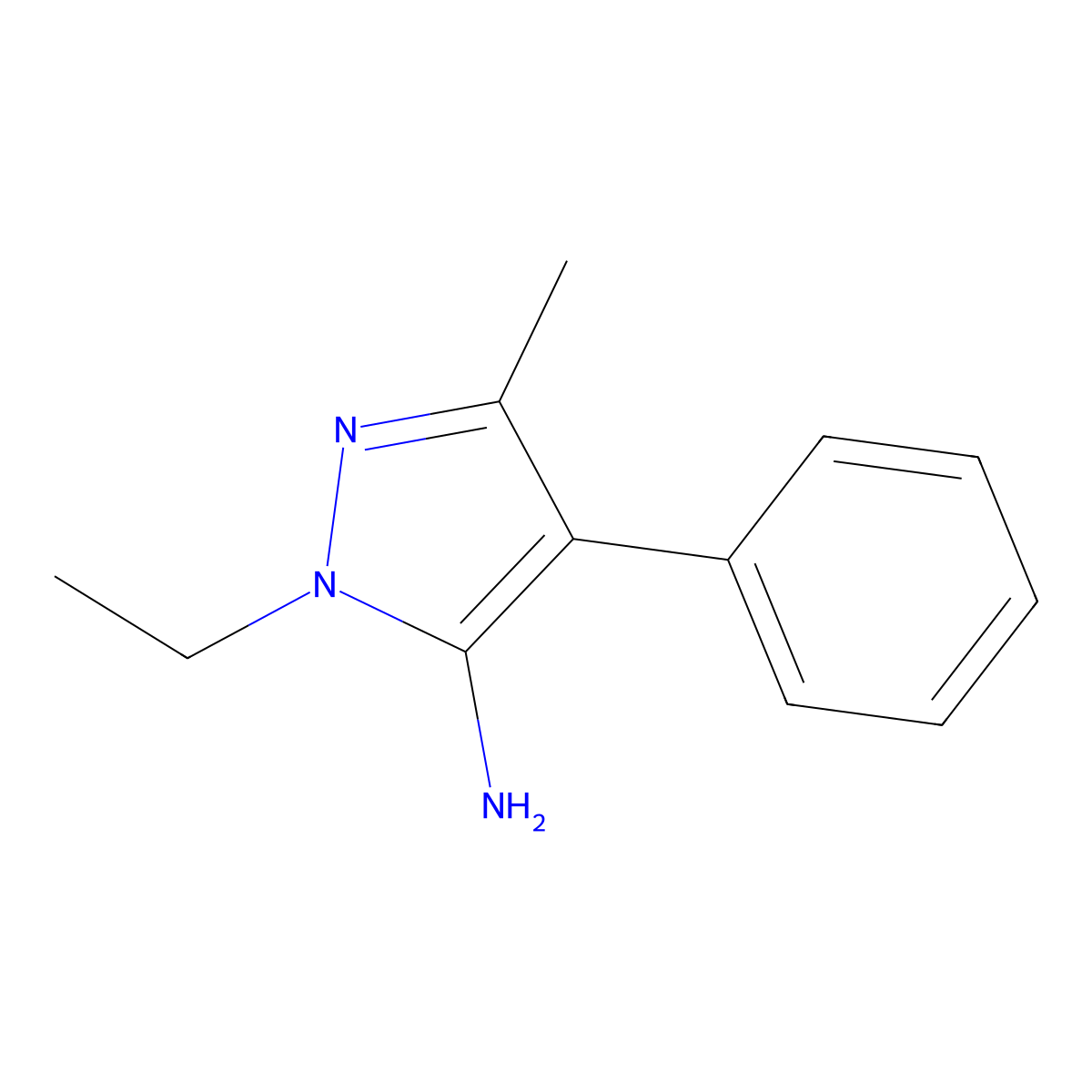 1-ethyl-3-methyl-4-phenyl-1H-pyrazol-5-amine molecular structure, CAS 1517764-11-2