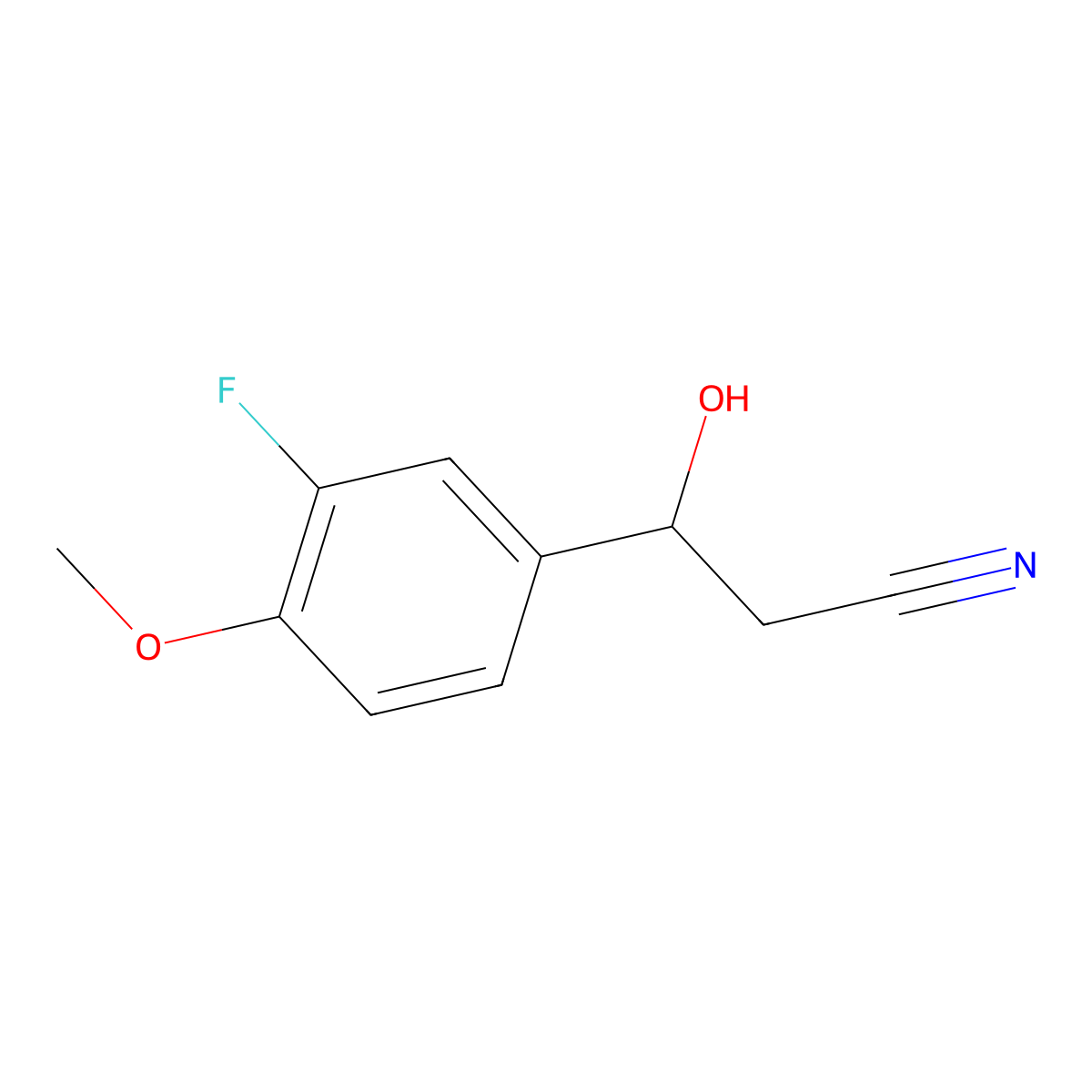 3-(3-Fluoro-4-methoxyphenyl)-3-hydroxypropanenitrile molecular structure, CAS 1517785-70-4