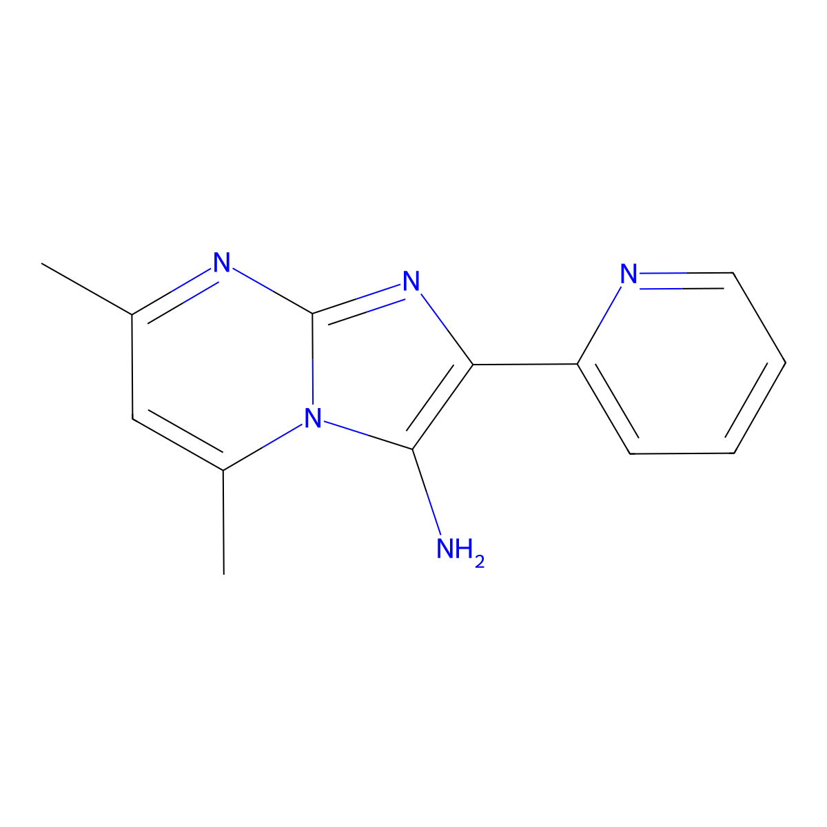 5,7-Dimethyl-2-pyridin-2-ylimidazo[1,2-a]pyrimidin-3-amine molecular structure, CAS 1517800-52-0