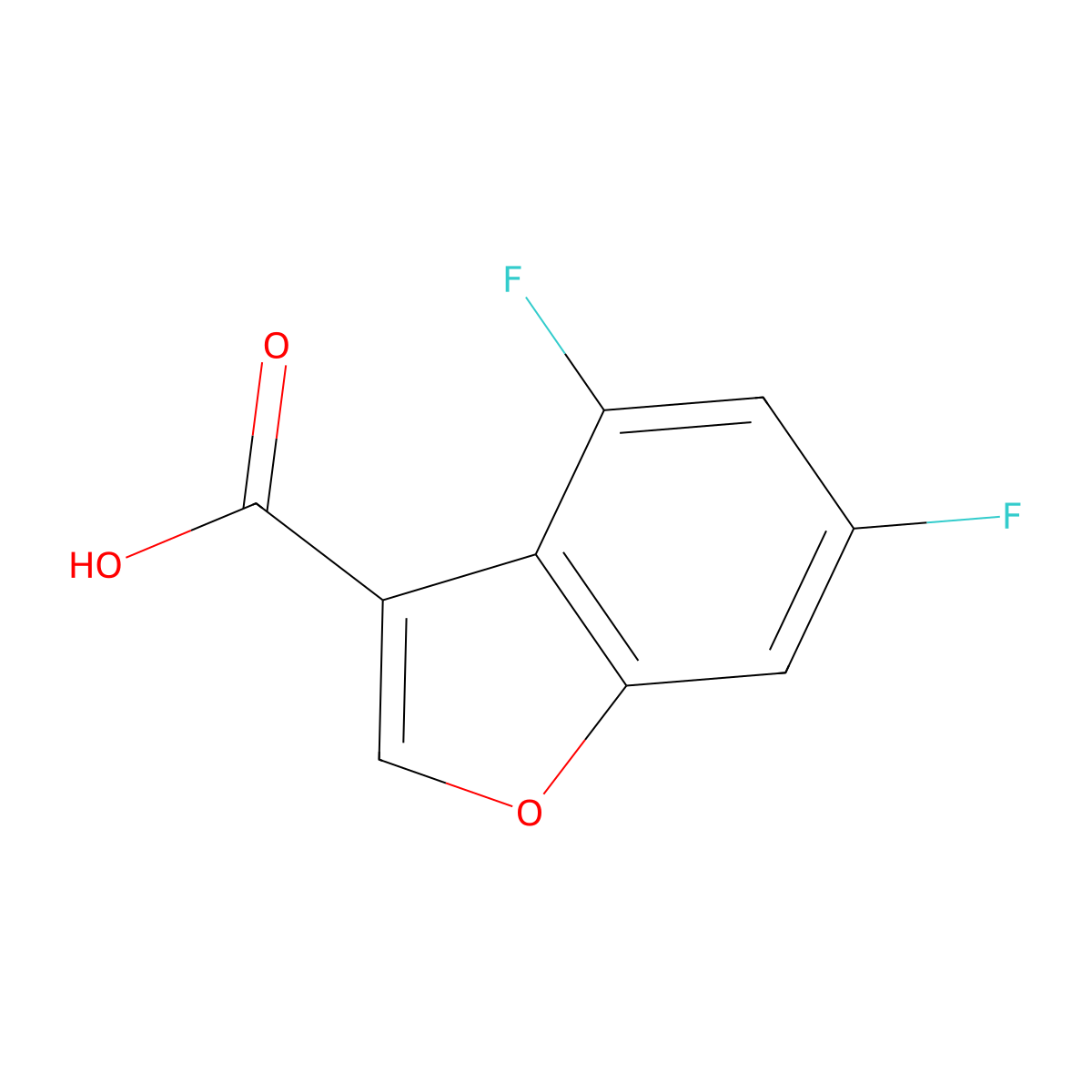 4,6-Difluoro-1-benzofuran-3-carboxylic acid molecular structure, CAS 1517807-37-2