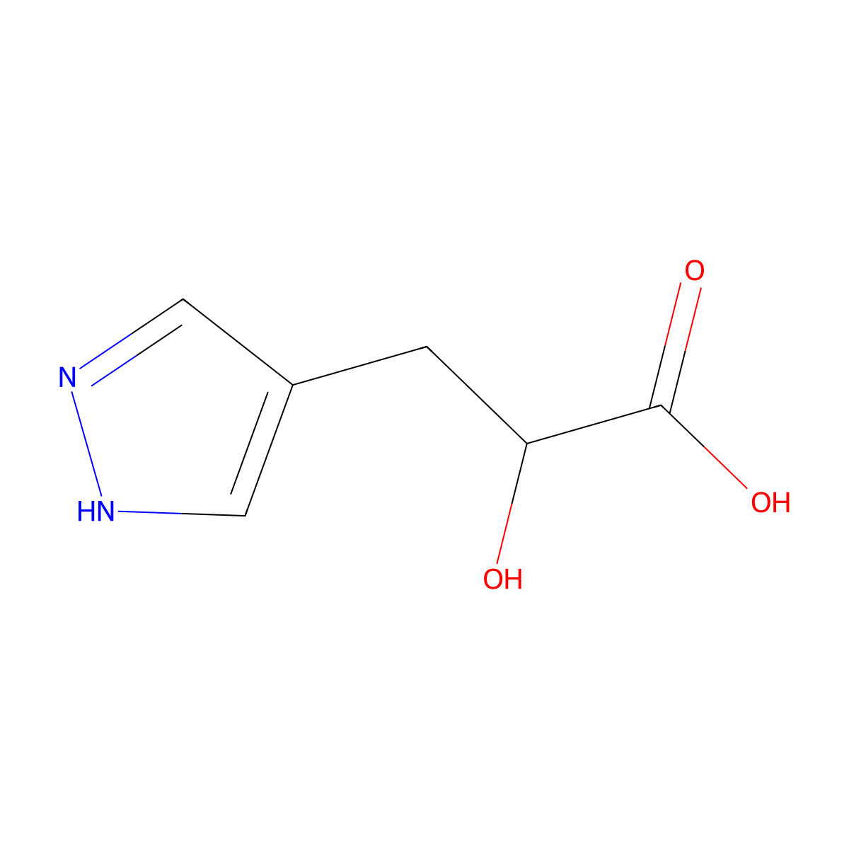 2-hydroxy-3-(1H-pyrazol-4-yl)propanoic acid molecular structure, CAS 1517812-59-7