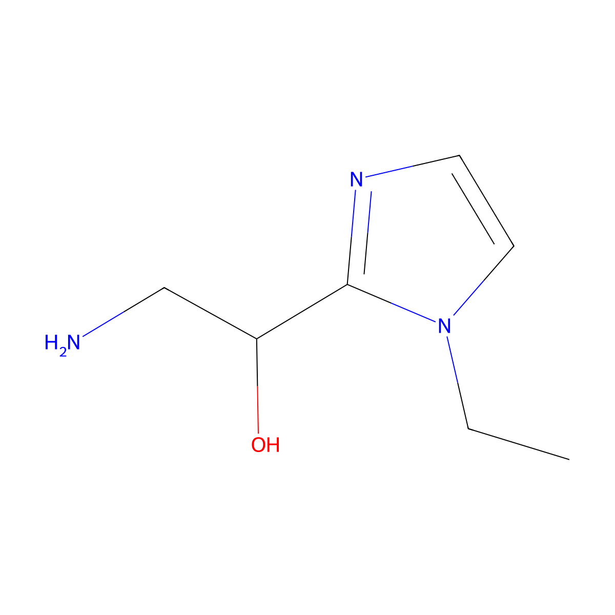 2-amino-1-(1-ethyl-1H-imidazol-2-yl)ethan-1-ol molecular structure, CAS 1517829-61-6