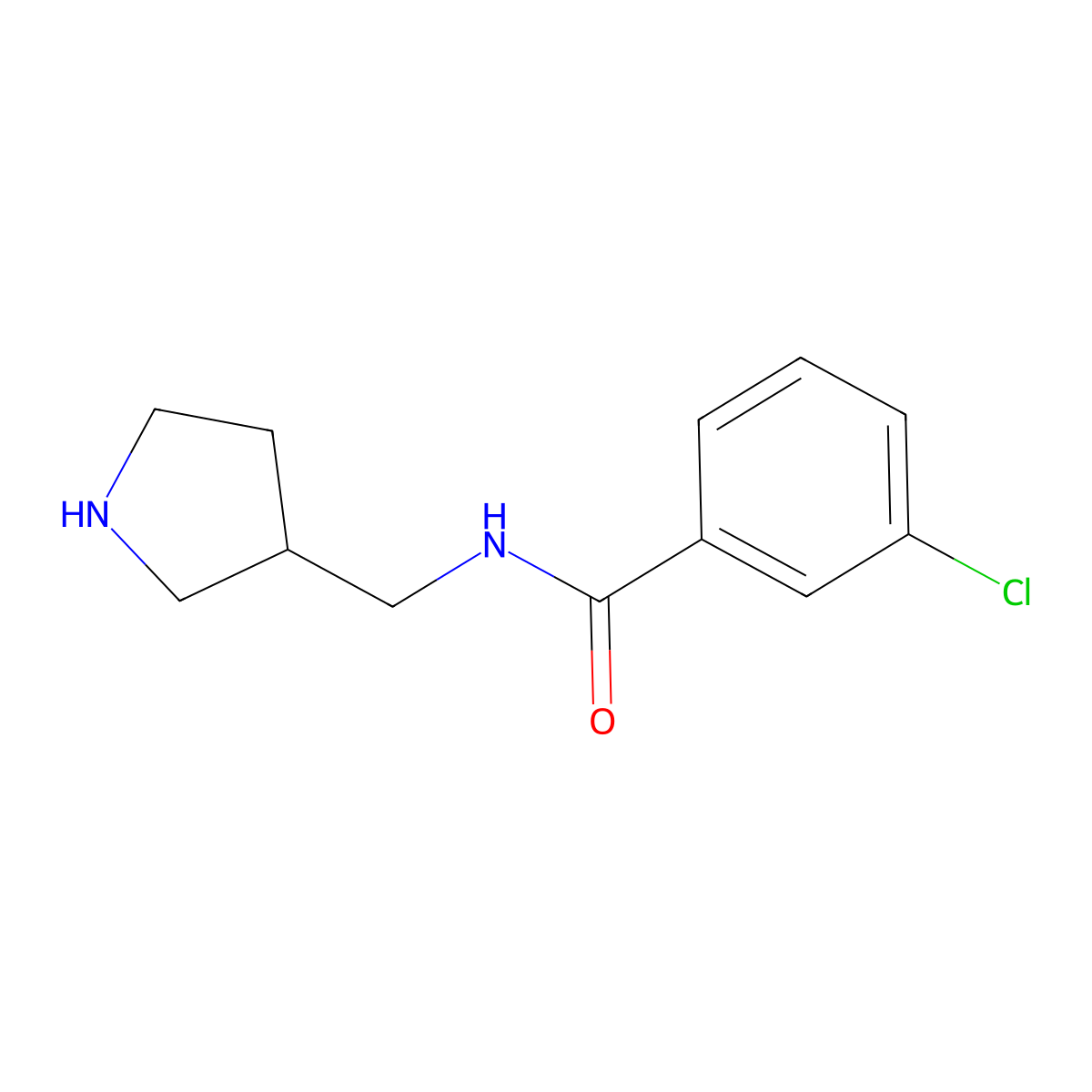 3-Chloro-N-(pyrrolidin-3-ylmethyl)benzamide molecular structure, CAS 1517842-26-0