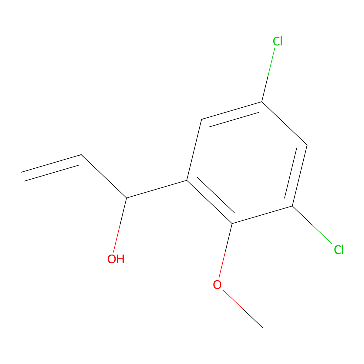 1-(3,5-Dichloro-2-methoxyphenyl)prop-2-en-1-ol molecular structure, CAS 1517849-91-0