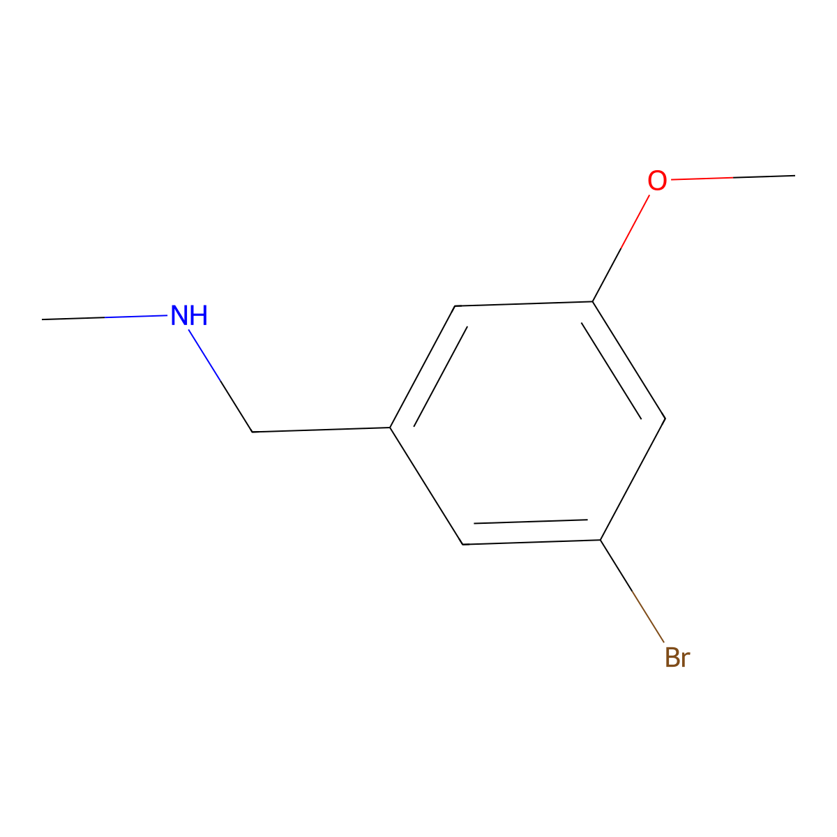 1-(3-Bromo-5-methoxyphenyl)-N-methylmethanamine molecular structure, CAS 1517862-54-2