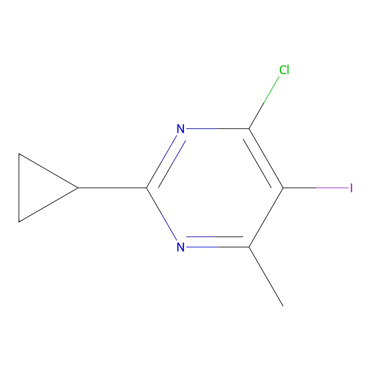 4-Chloro-2-cyclopropyl-5-iodo-6-methylpyrimidine molecular structure, CAS 1517863-66-9