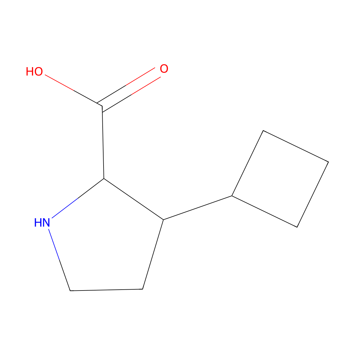 3-Cyclobutylpyrrolidine-2-carboxylic acid molecular structure, CAS 1517866-32-8