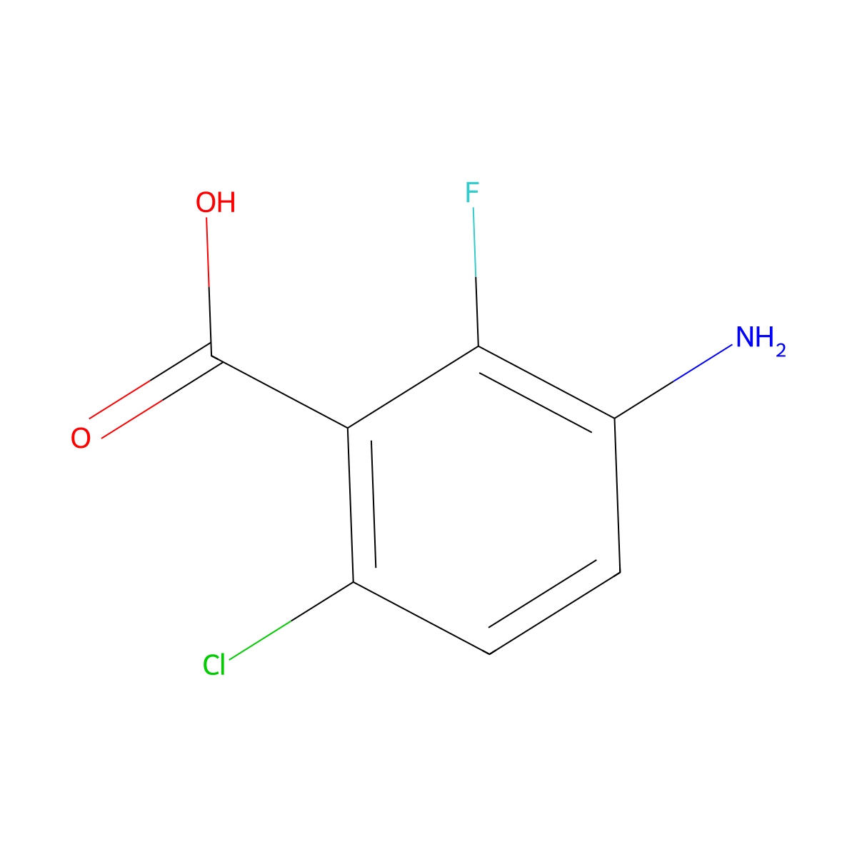 3-Amino-6-chloro-2-fluorobenzoic acid molecular structure, CAS 1517873-20-9