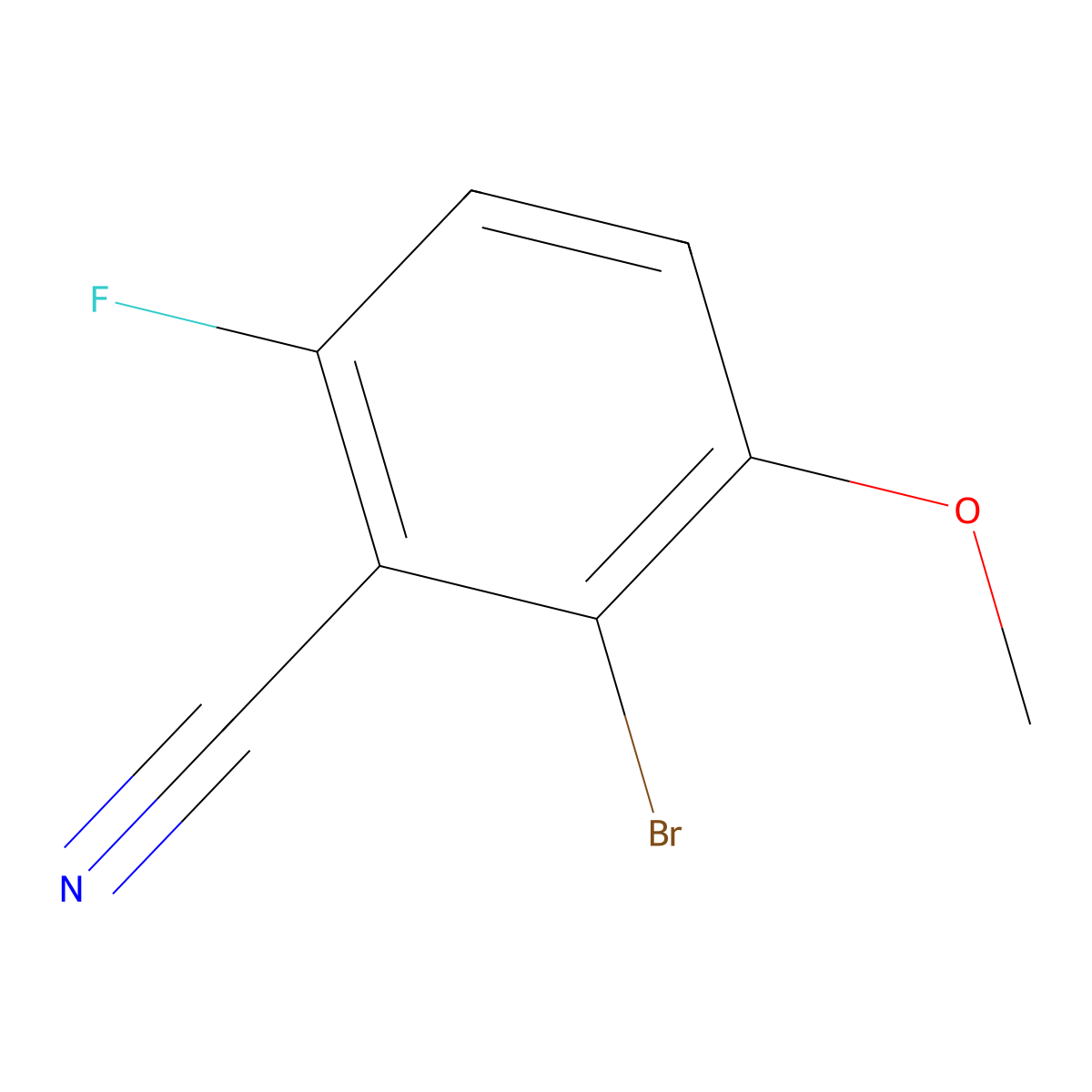 2-Bromo-6-fluoro-3-methoxybenzonitrile molecular structure, CAS 1517894-56-2