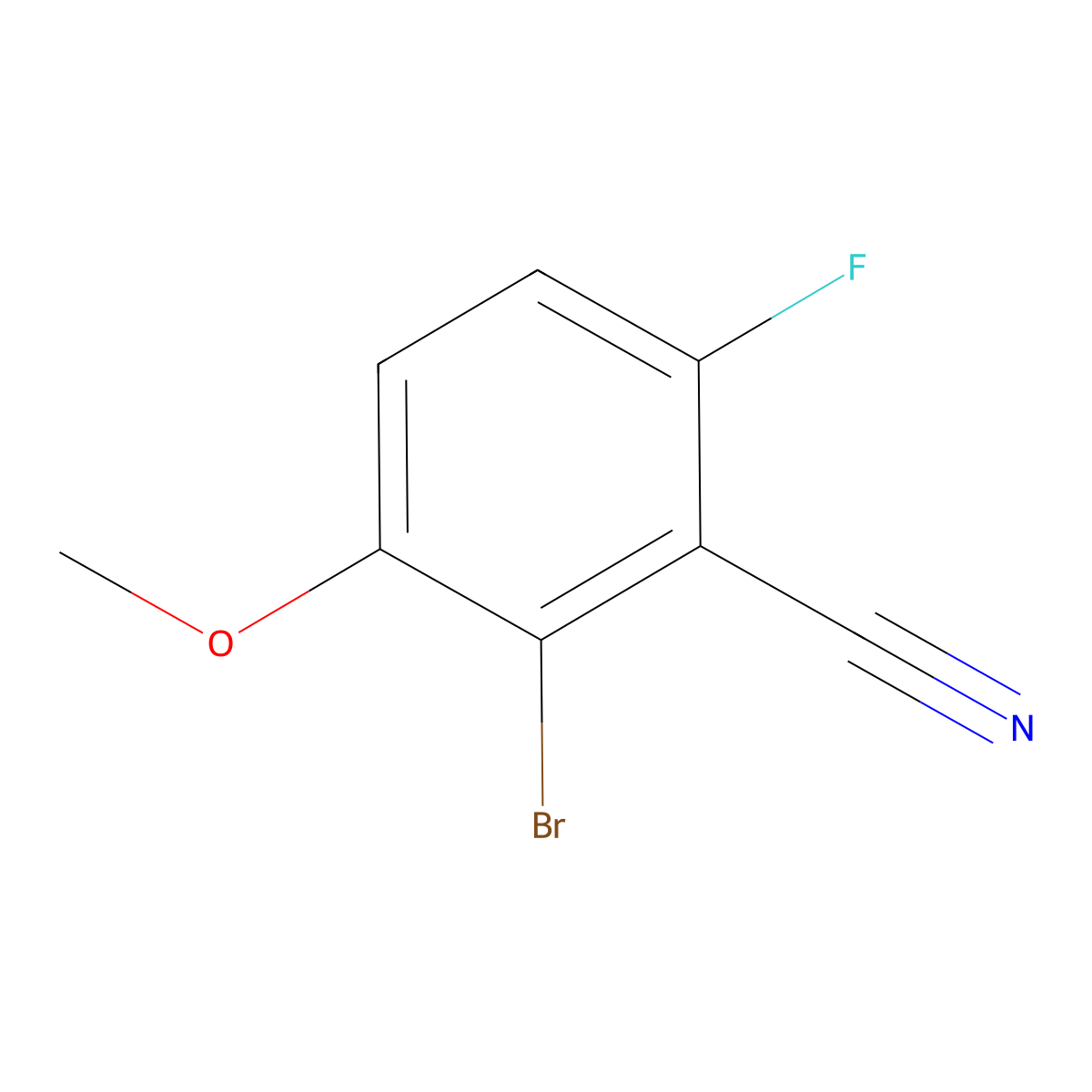 2-Bromo-6-fluoro-3-methoxybenzonitrile molecular structure, CAS 1517894-56-2