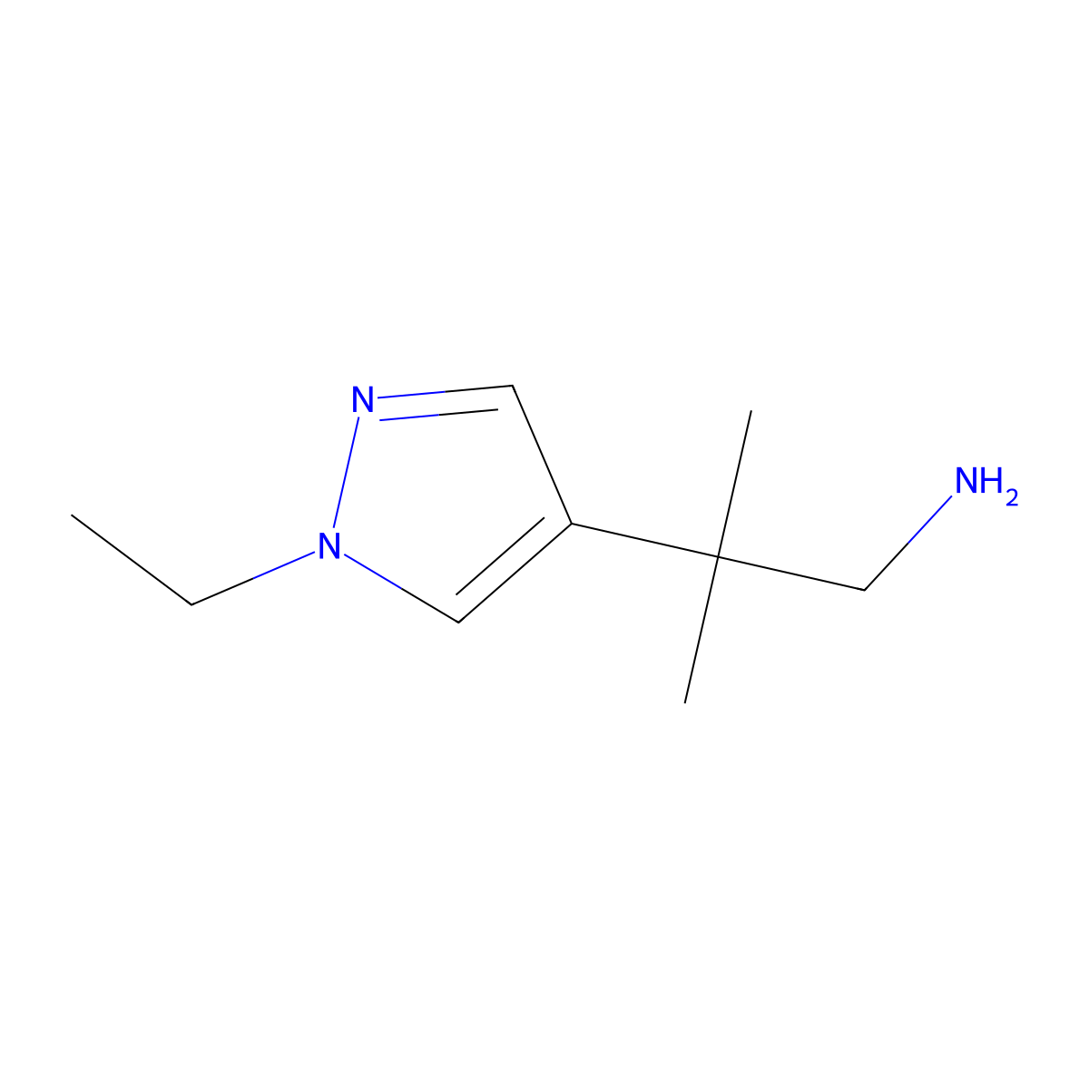 2-(1-ethyl-1H-pyrazol-4-yl)-2-methylpropan-1-amine molecular structure, CAS 1517908-10-9