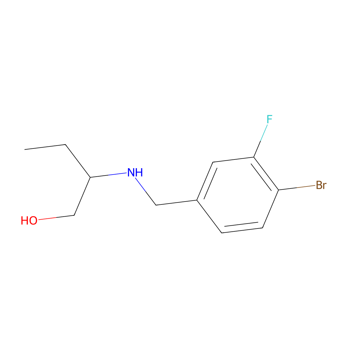 2-{[(4-Bromo-3-fluorophenyl)methyl]amino}butan-1-ol molecular structure, CAS 1517925-02-8