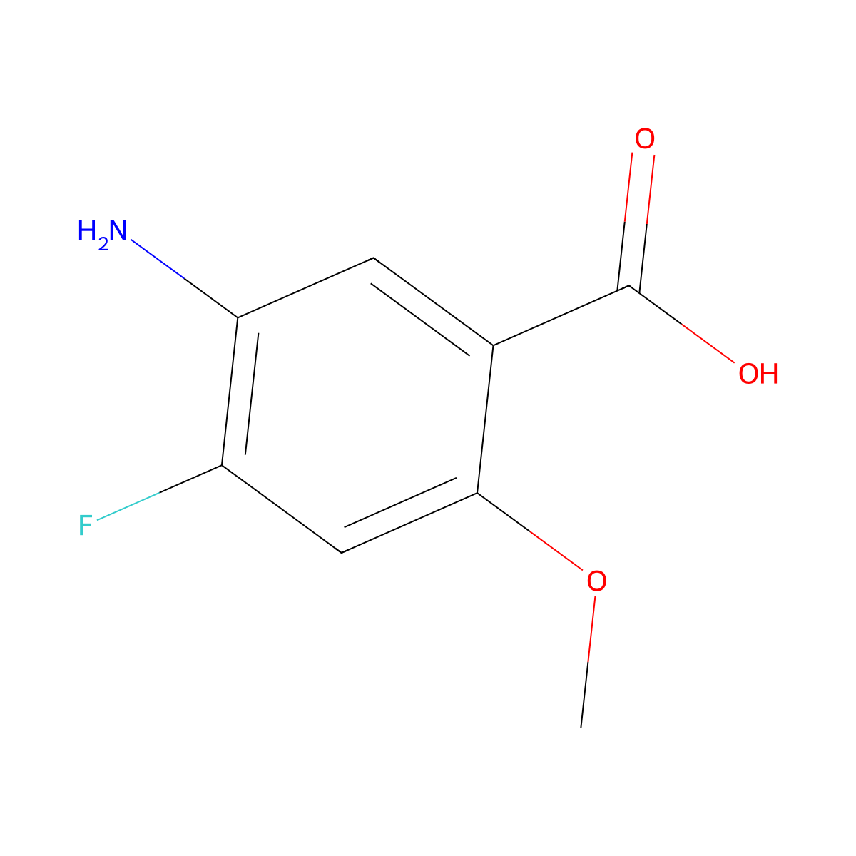 5-Amino-4-fluoro-2-methoxybenzoic acid molecular structure, CAS 151793-19-0