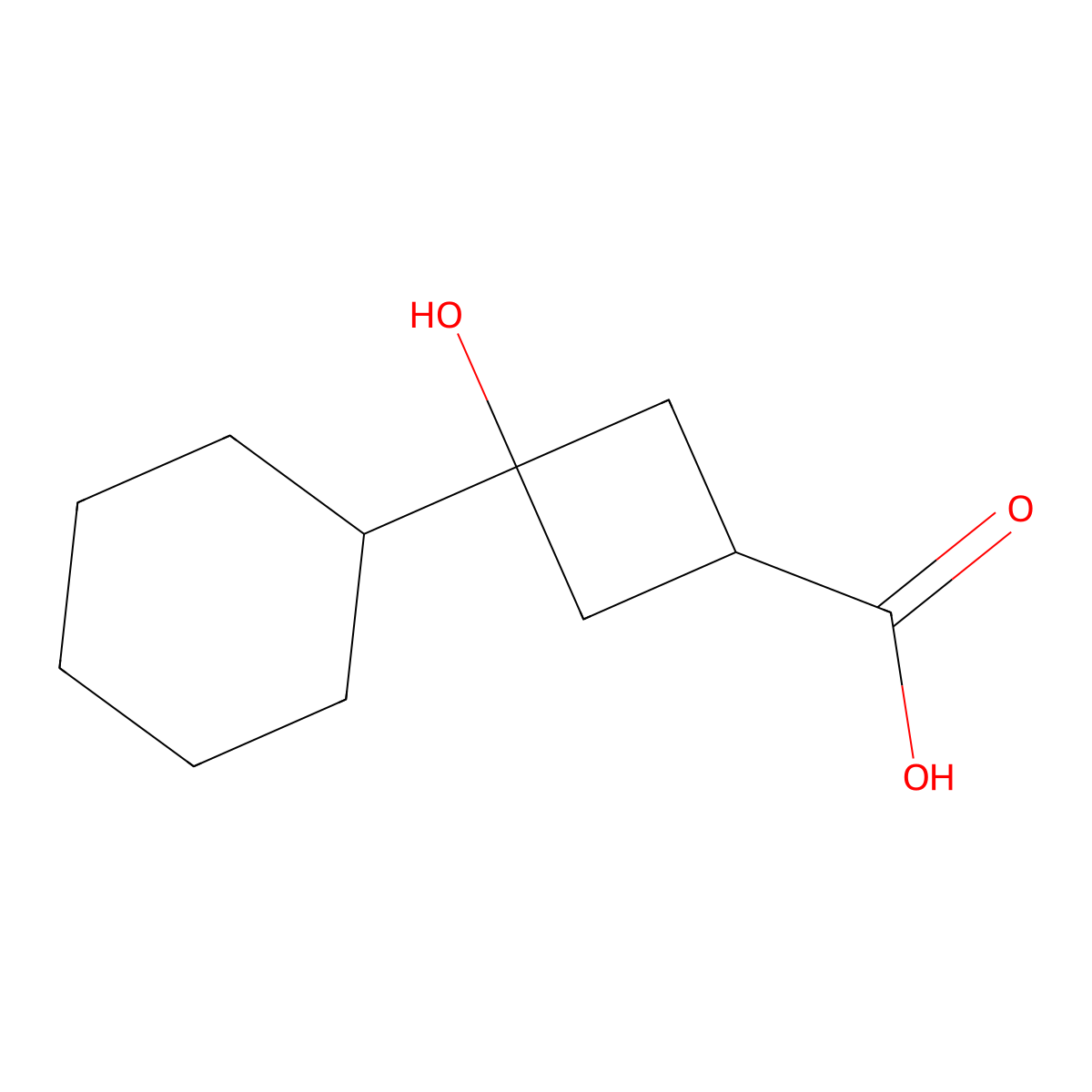 3-Cyclohexyl-3-hydroxycyclobutane-1-carboxylic acid molecular structure, CAS 1517932-71-6