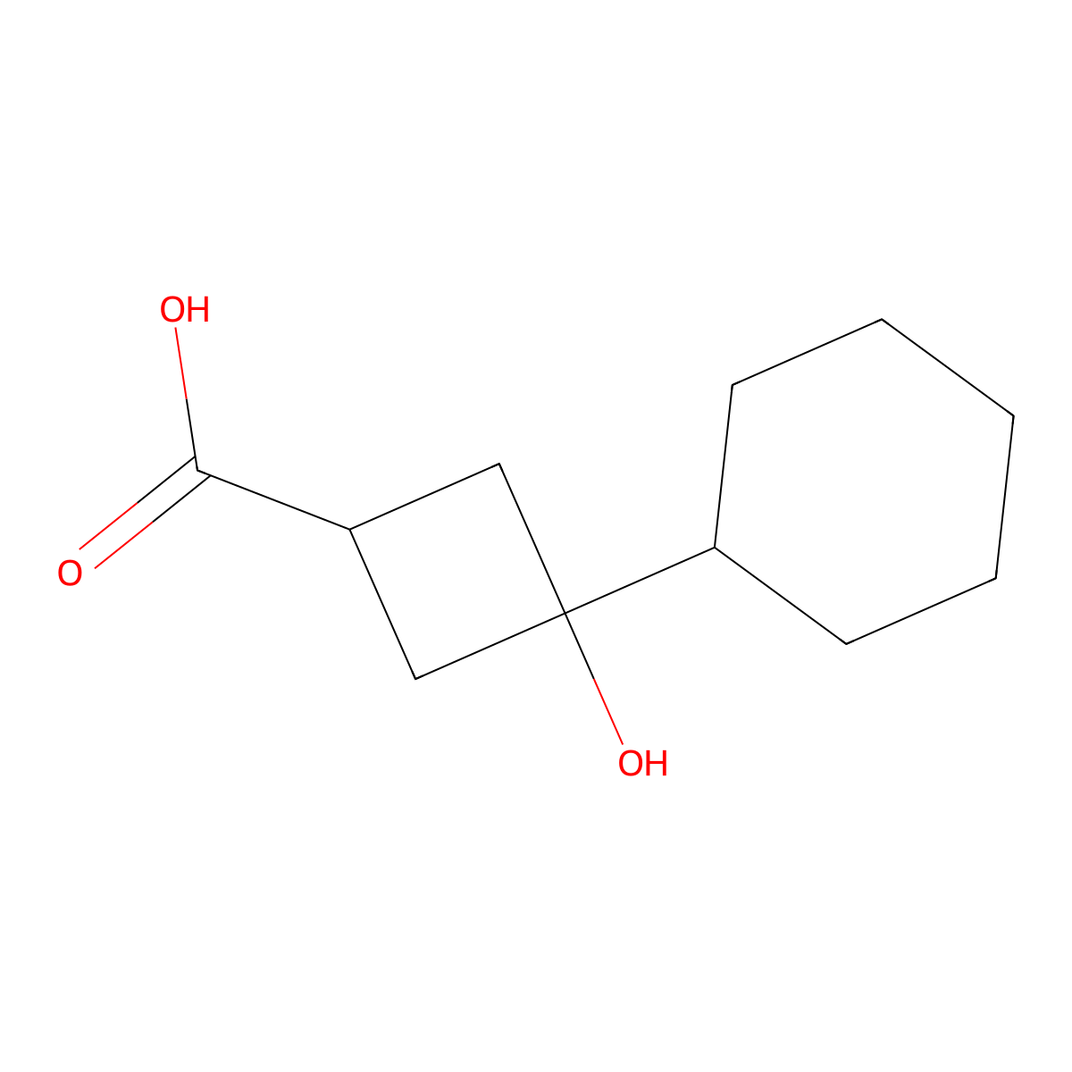 3-Cyclohexyl-3-hydroxycyclobutane-1-carboxylic acid molecular structure, CAS 1517932-71-6