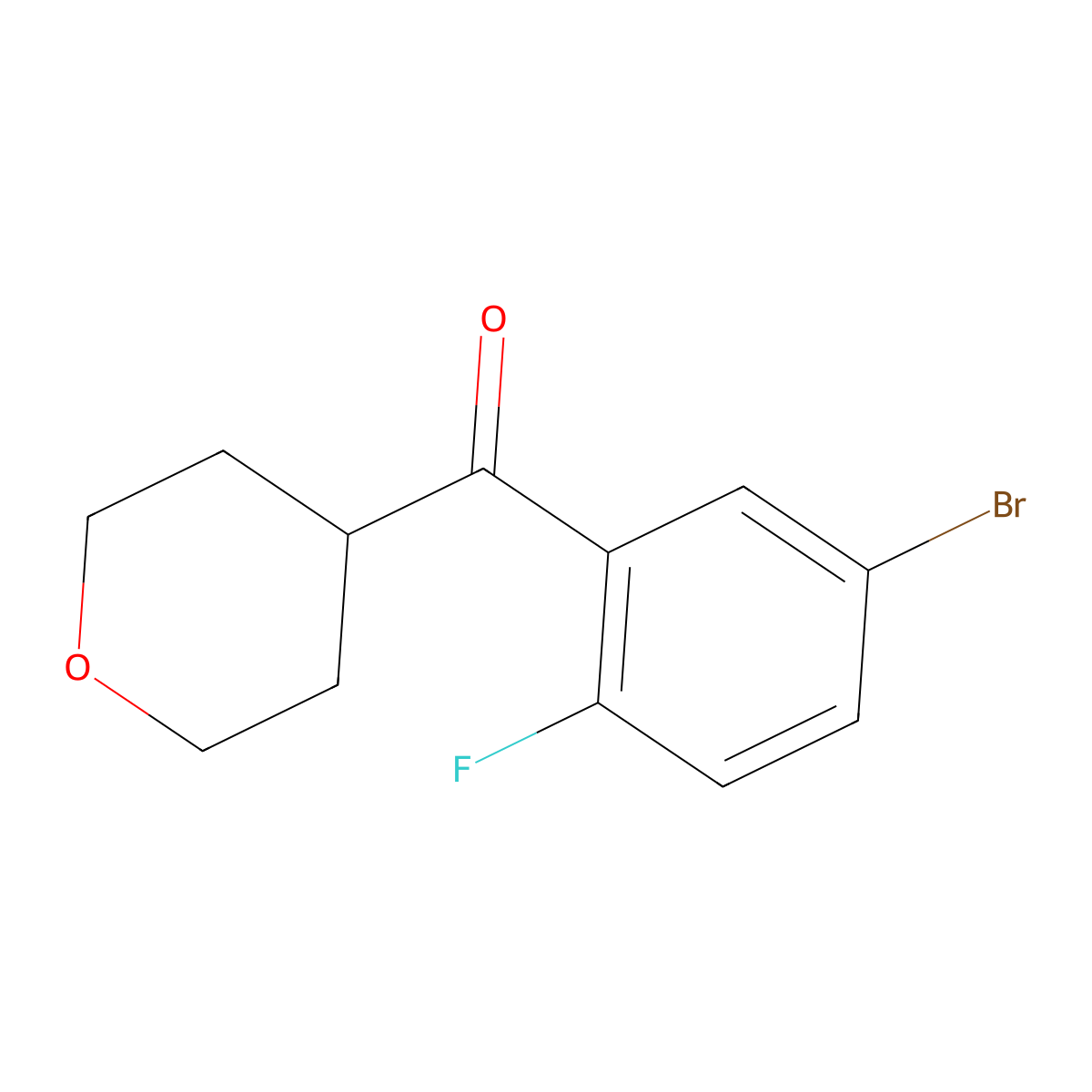 (5-Bromo-2-fluorophenyl)(tetrahydro-2H-pyran-4-yl)methanone molecular structure, CAS 1517933-29-7