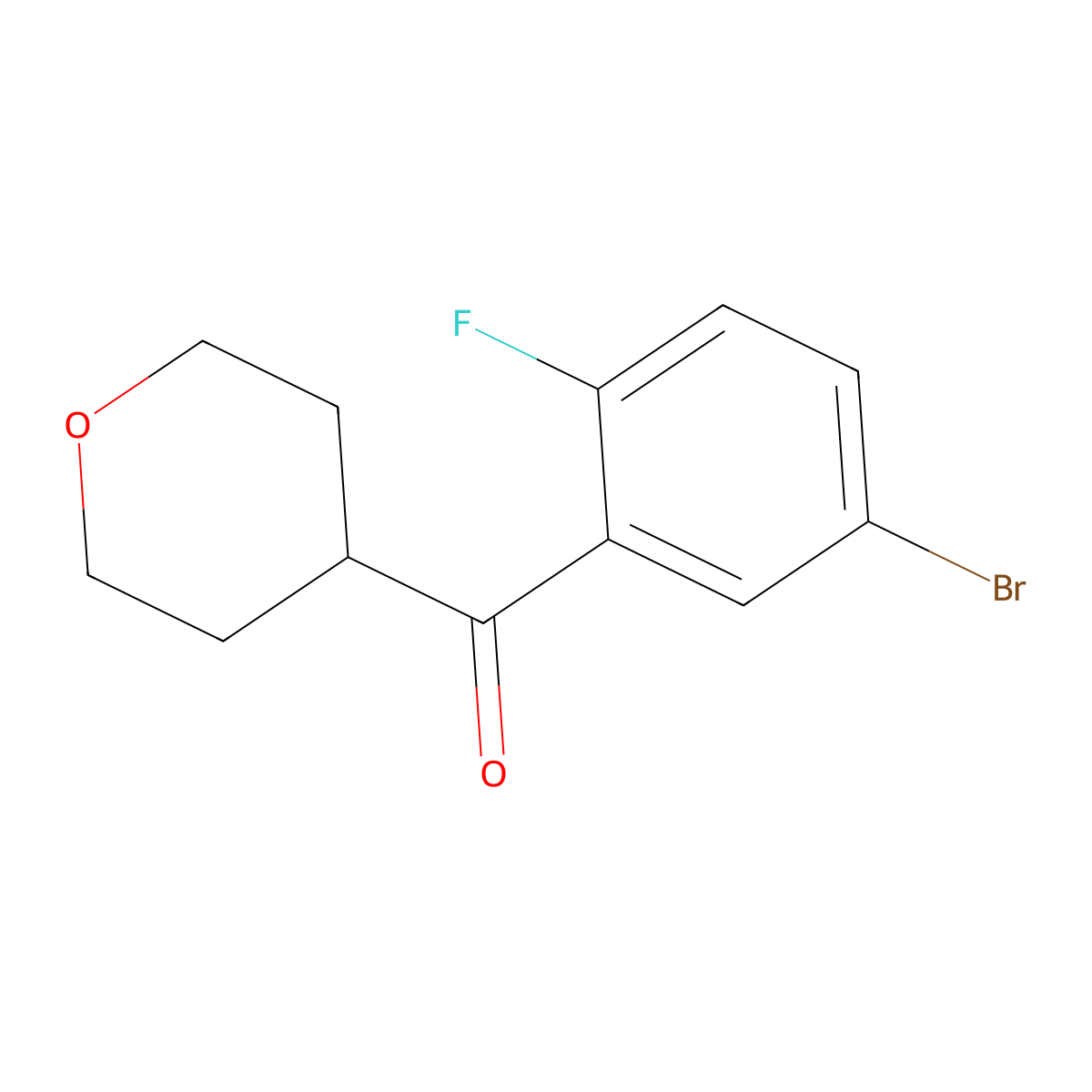 (5-Bromo-2-fluorophenyl)(tetrahydro-2H-pyran-4-yl)methanone molecular structure, CAS 1517933-29-7