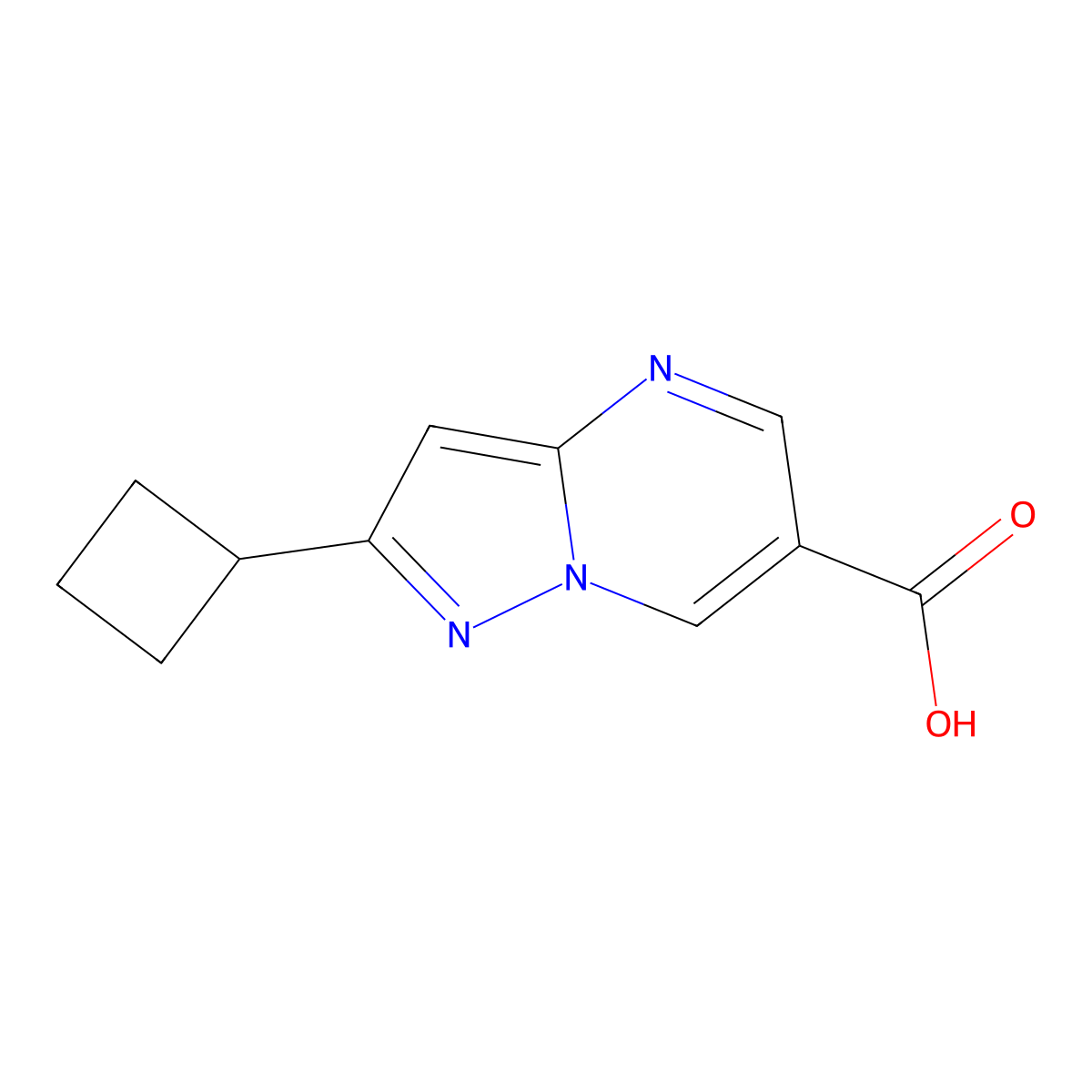 2-Cyclobutylpyrazolo[1,5-a]pyrimidine-6-carboxylic acid molecular structure, CAS 1517974-95-6