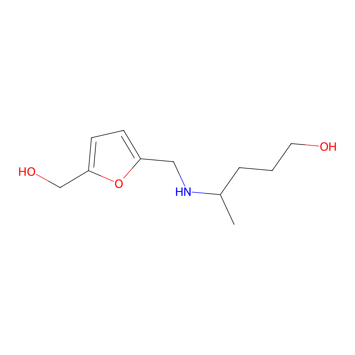 4-({[5-(Hydroxymethyl)furan-2-yl]methyl}amino)pentan-1-ol molecular structure, CAS 1517979-25-7