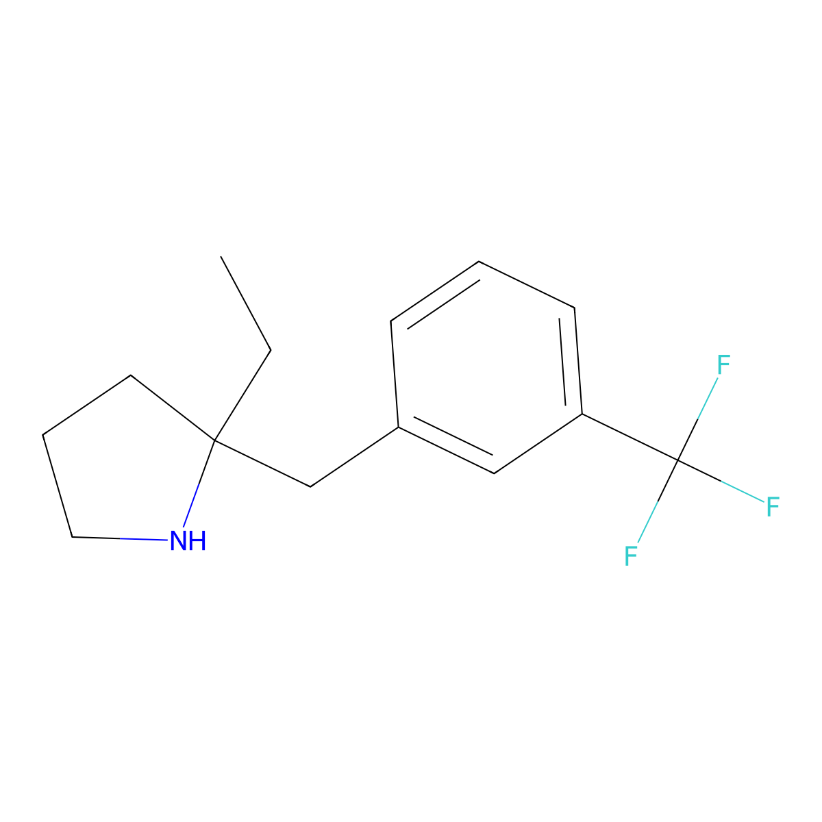 2-Ethyl-2-{[3-(trifluoromethyl)phenyl]methyl}pyrrolidine molecular structure, CAS 1517988-53-2