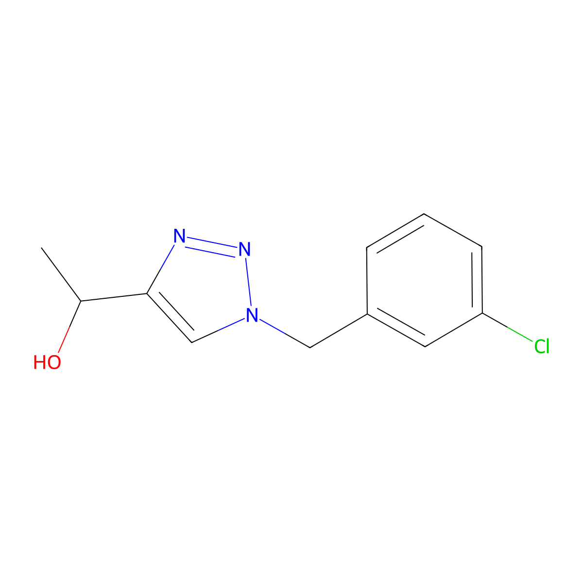1-{1-[(3-chlorophenyl)methyl]-1H-1,2,3-triazol-4-yl}ethan-1-ol molecular structure, CAS 1517994-33-0